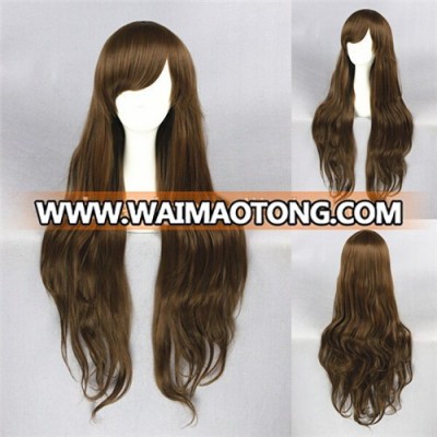 High Quality 80cm Long Curly Light Brown Synthetic Anime Lolita Wig Cosplay Costume Fashion Hair Wig Party Wig