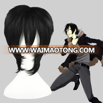 High Quality 35cm Short Straight DuRaRaRa -Orihara Izaya Black Synthetic Anime Wig Cosplay Costume Hair Wig Party Wig