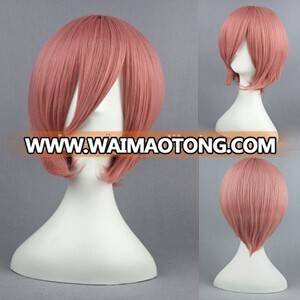 High Quality 35cm Short Straight Hitman Reborn Cosplay Hair Wigs Giotto Dark Pink wigs Synthetic Anime Wig Party Wig