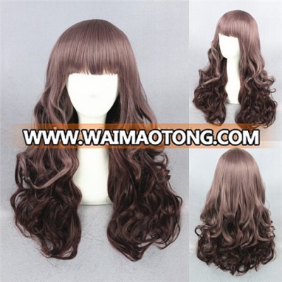 High Quality 65cm Long Wave Color Mixed Synthetic Anime Lolita Wig Cosplay Lolita Hair Wig Party Wig